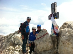 Kirsten and Francesco Arcadio with their guide at the top of the Corno Grande Gran Sasso